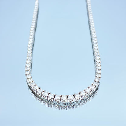 Halfway Diamond Tennis Necklace in 14K White Gold - L and L Jewelry