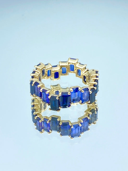 Sapphire Eternity Ring in 14K Yellow Gold - L and L Jewelry