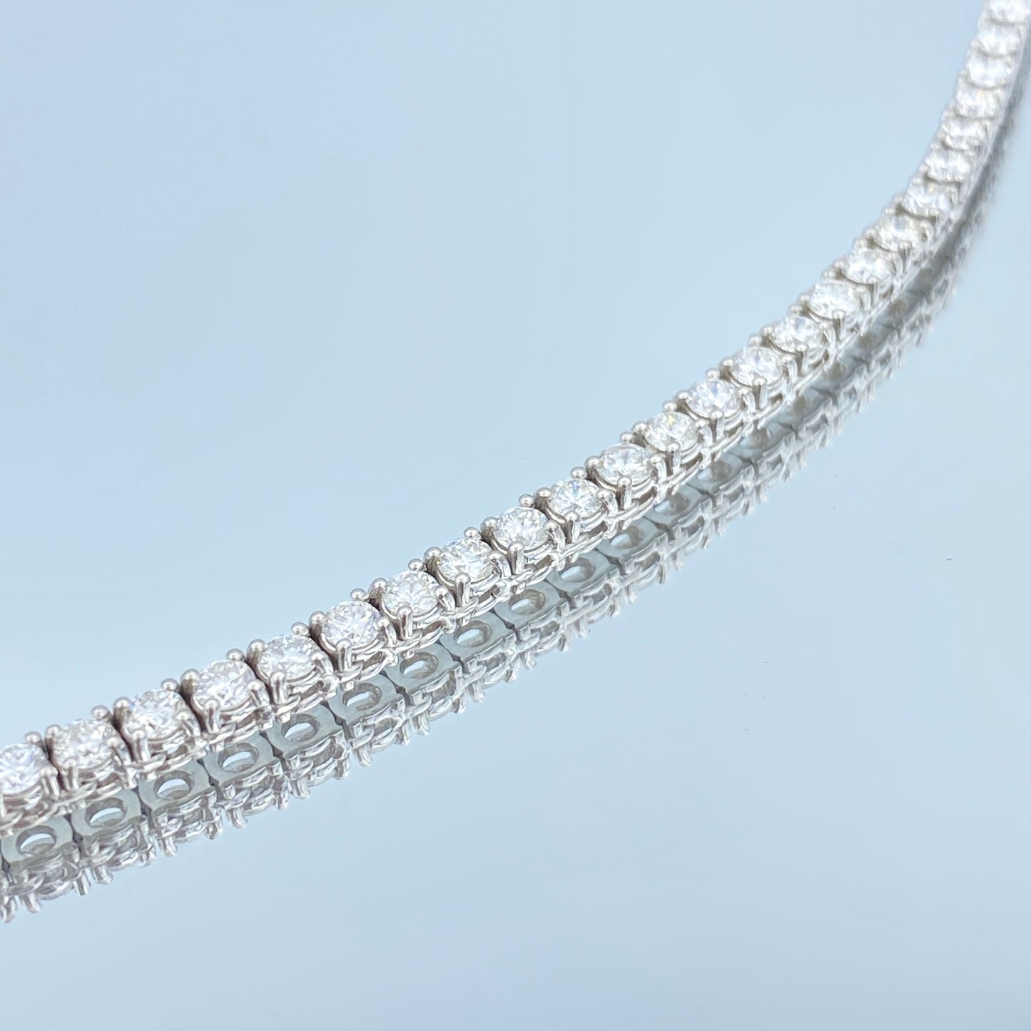 Halfway Diamond Tennis Necklace in 14K White Gold - L and L Jewelry