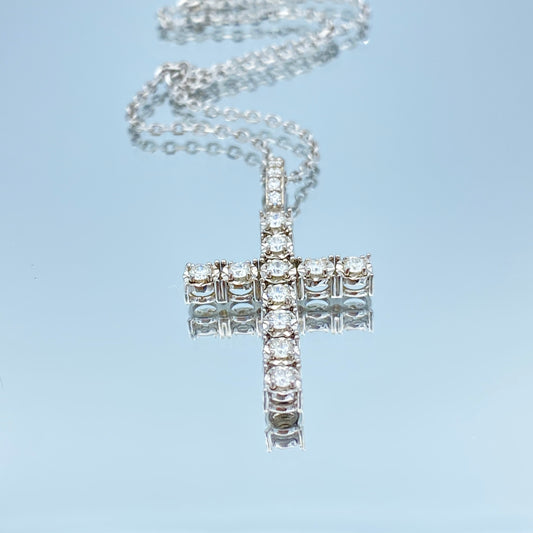 Diamond Cross Pendant Necklace in 14K White Gold - L and L Jewelry