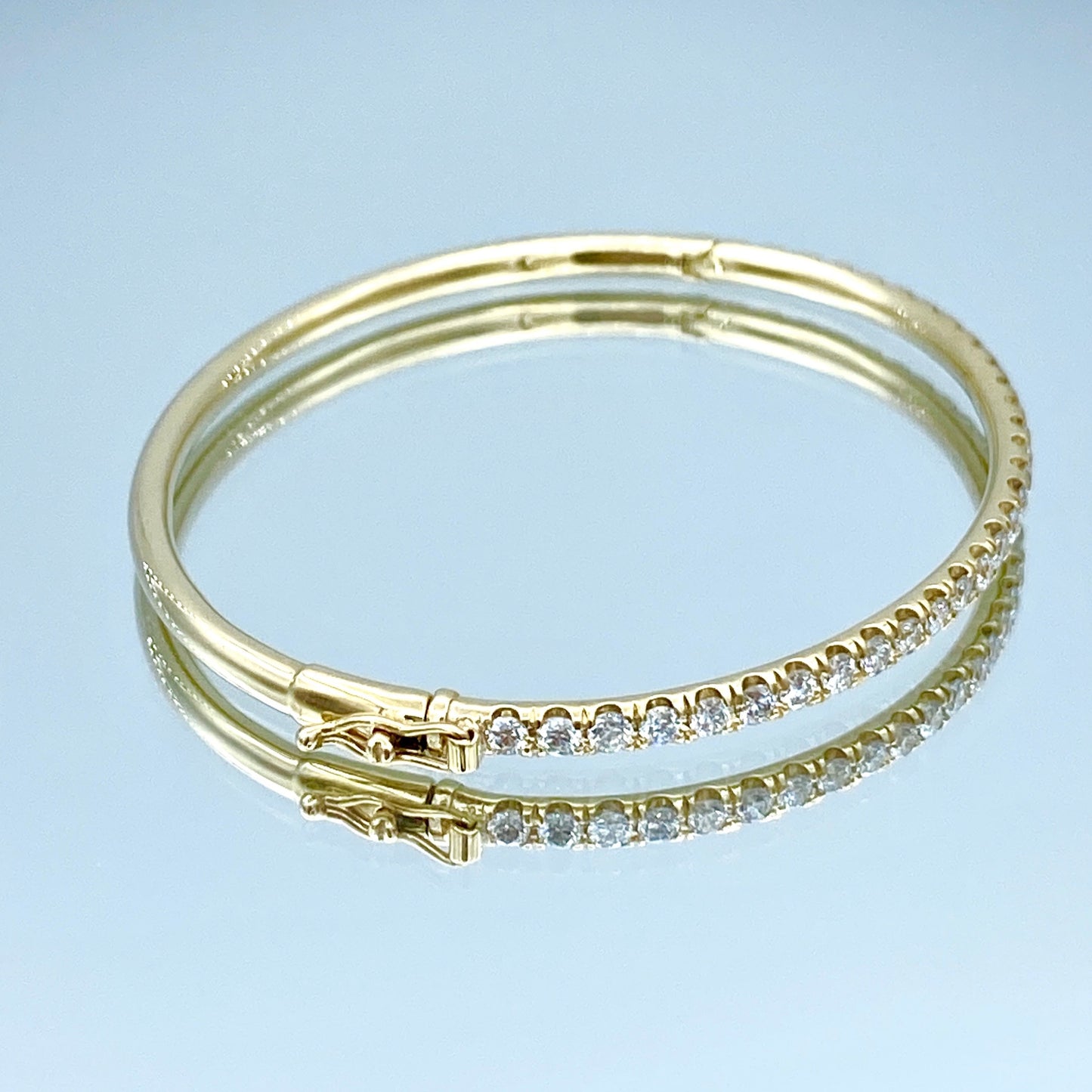 Halfway Diamond Bangle Bracelet in 14K Yellow Gold - L and L Jewelry