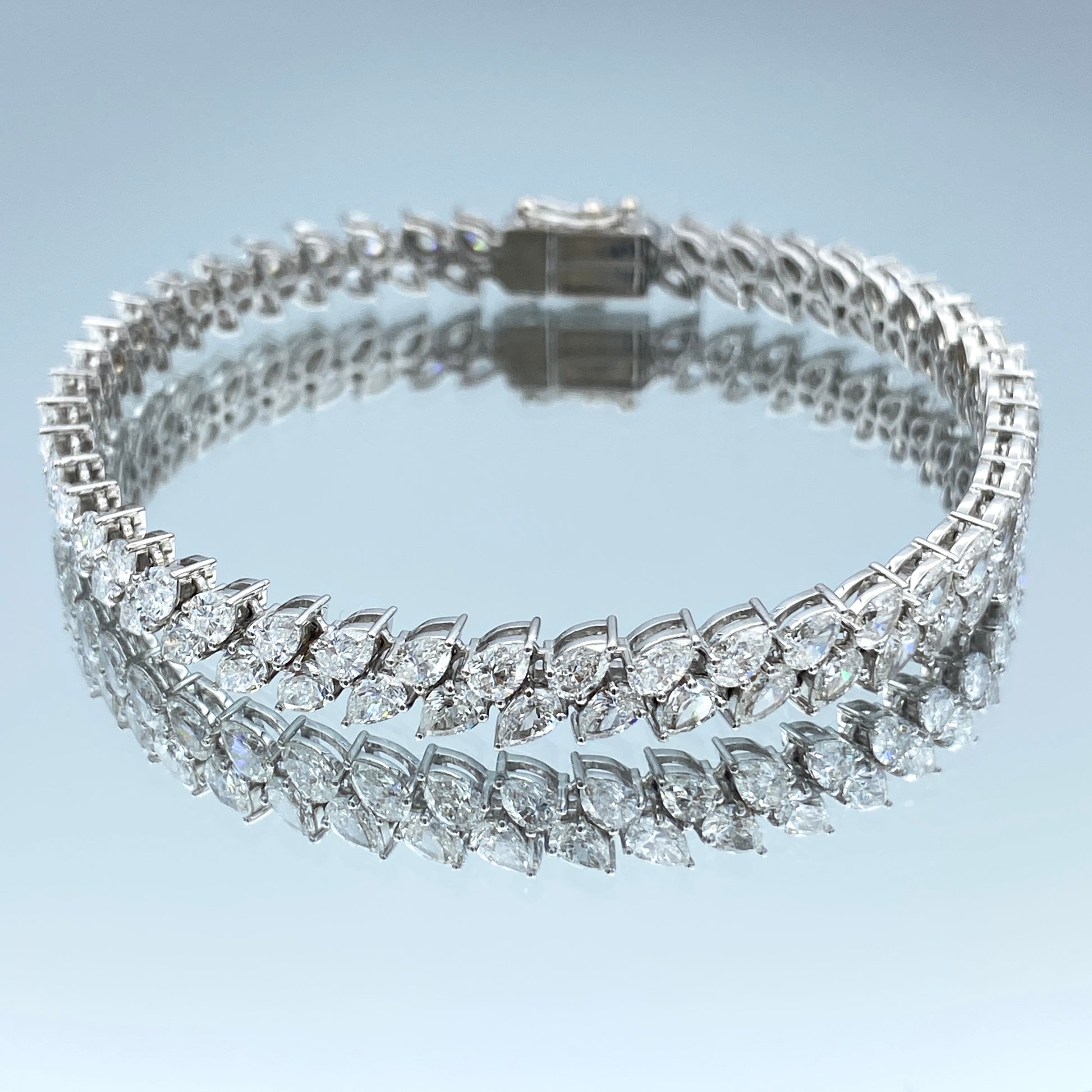 Double Row Pear Shape Diamond Bracelet in 14K White Gold - L and L Jewelry