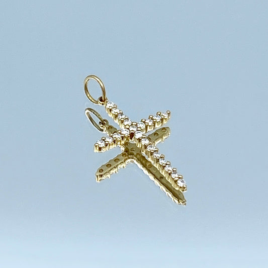 Diamond Cross Pendant in 14K Yellow Gold - L and L Jewelry