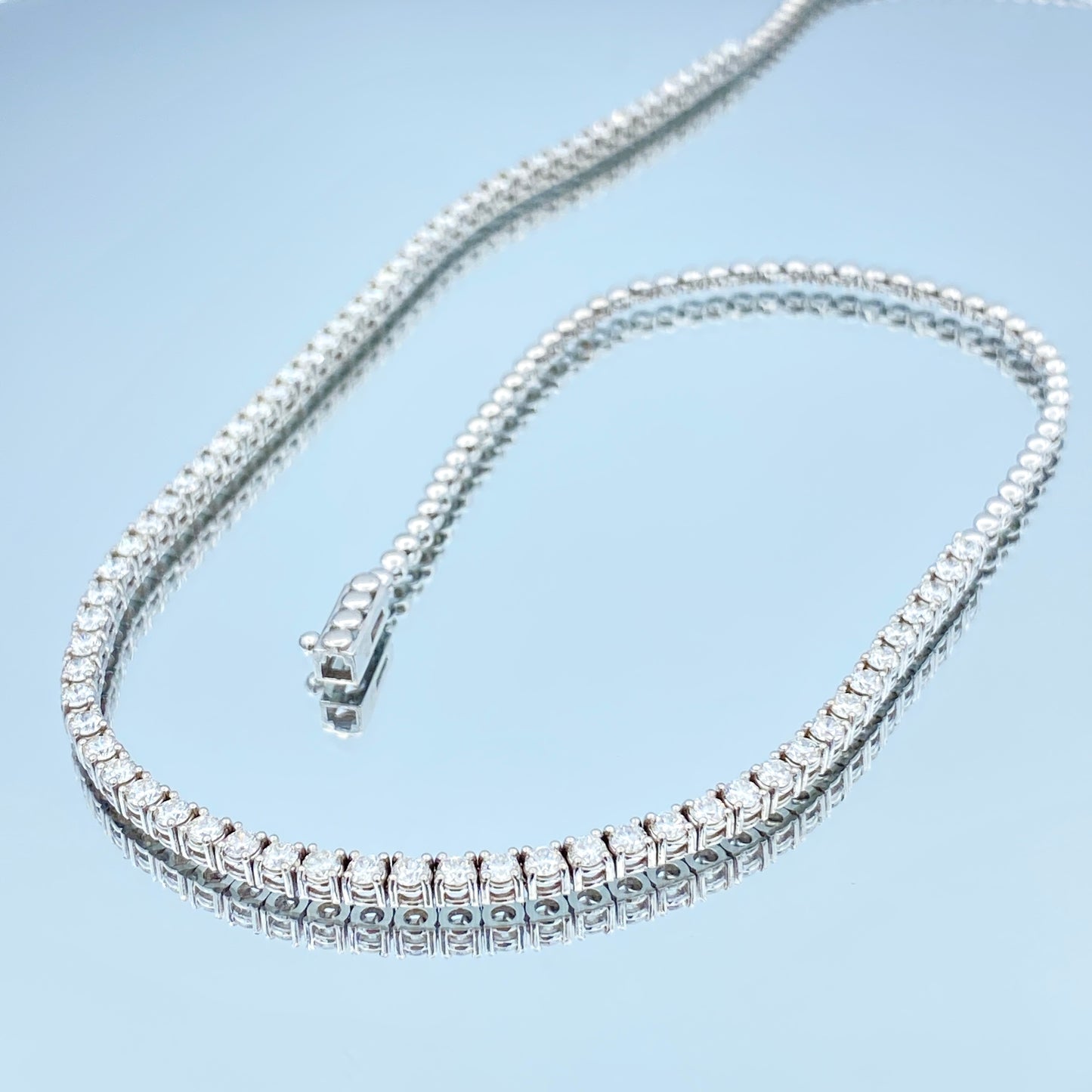 Halfway Diamond Tennis Necklace in 14K White Gold - L and L Jewelry