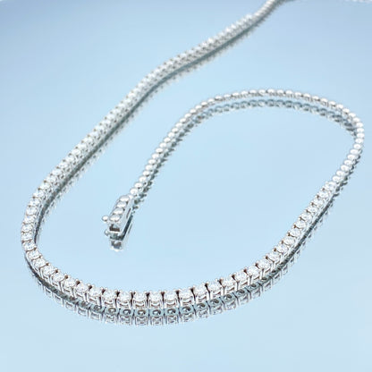 Halfway Diamond Tennis Necklace in 14K White Gold - L and L Jewelry