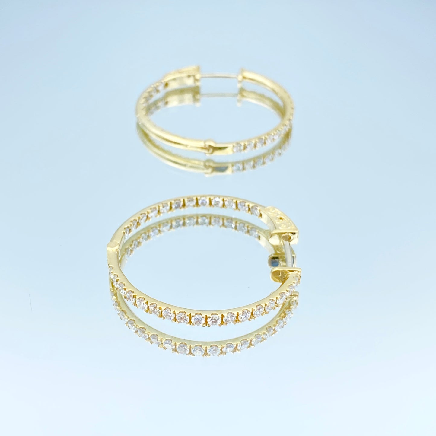 Inside-Out Diamond Hoop Earrings in 14K Yellow Gold - L and L Jewelry