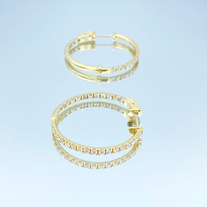 Inside-Out Diamond Hoop Earrings in 14K Yellow Gold - L and L Jewelry